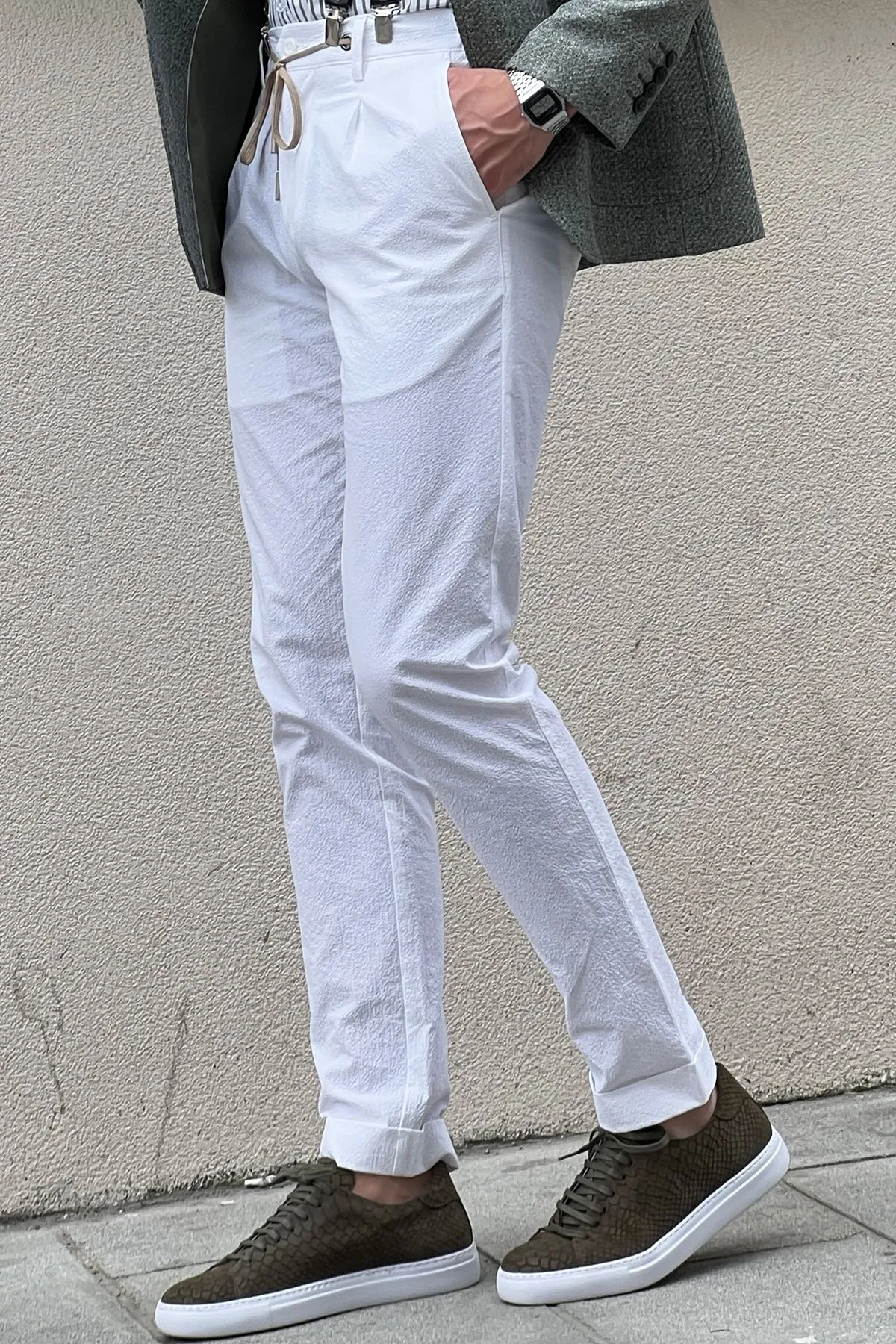 Daniel White Cotton Slim Fit Pants