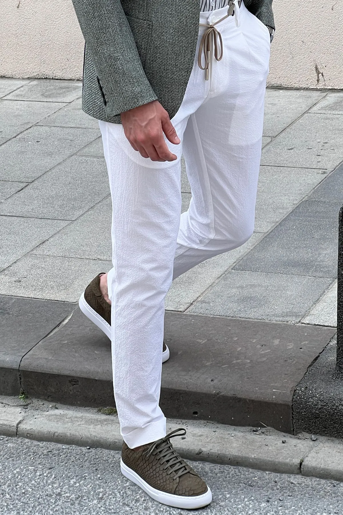 Daniel White Cotton Slim Fit Pants