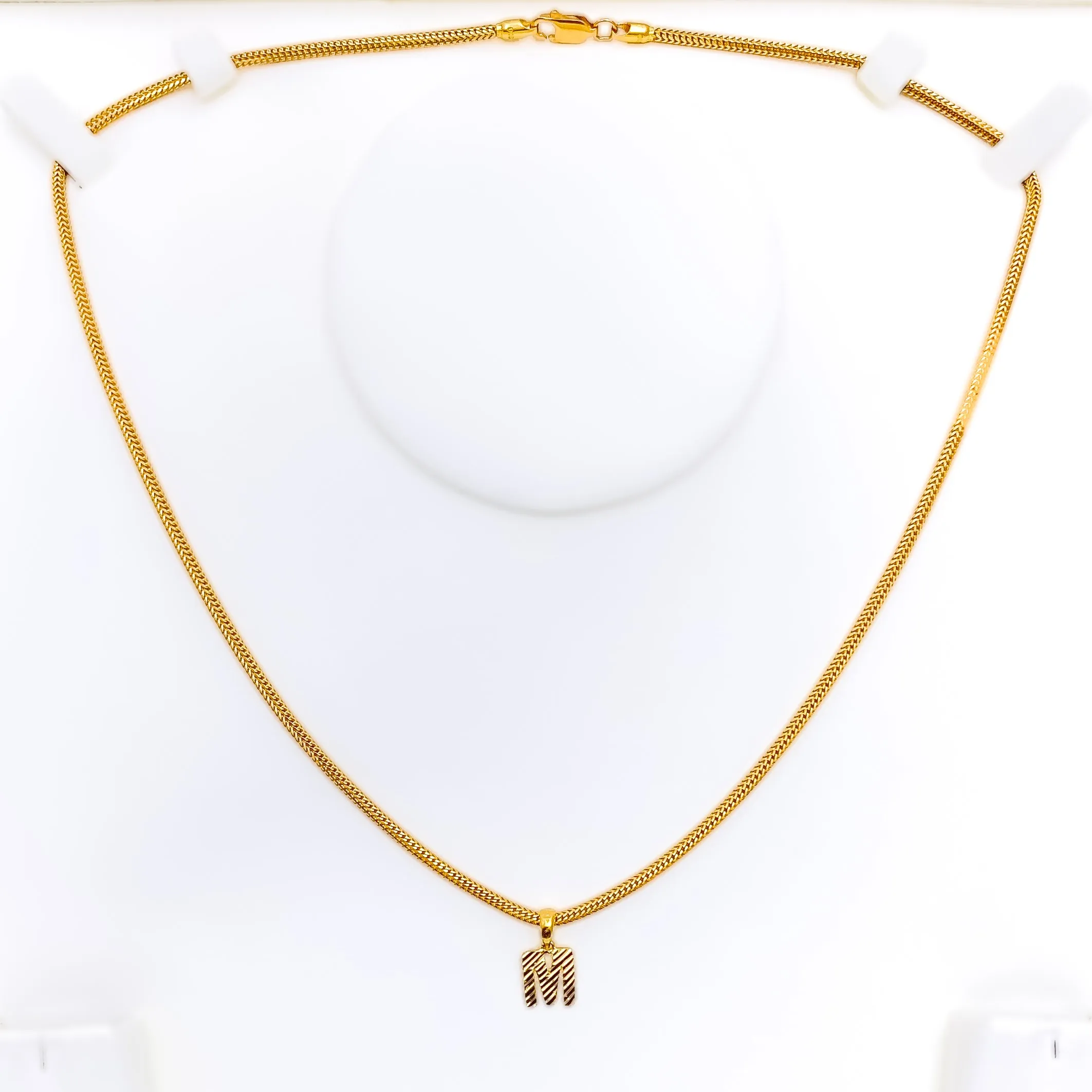 Dazzling M 22k Gold Letter Pendant