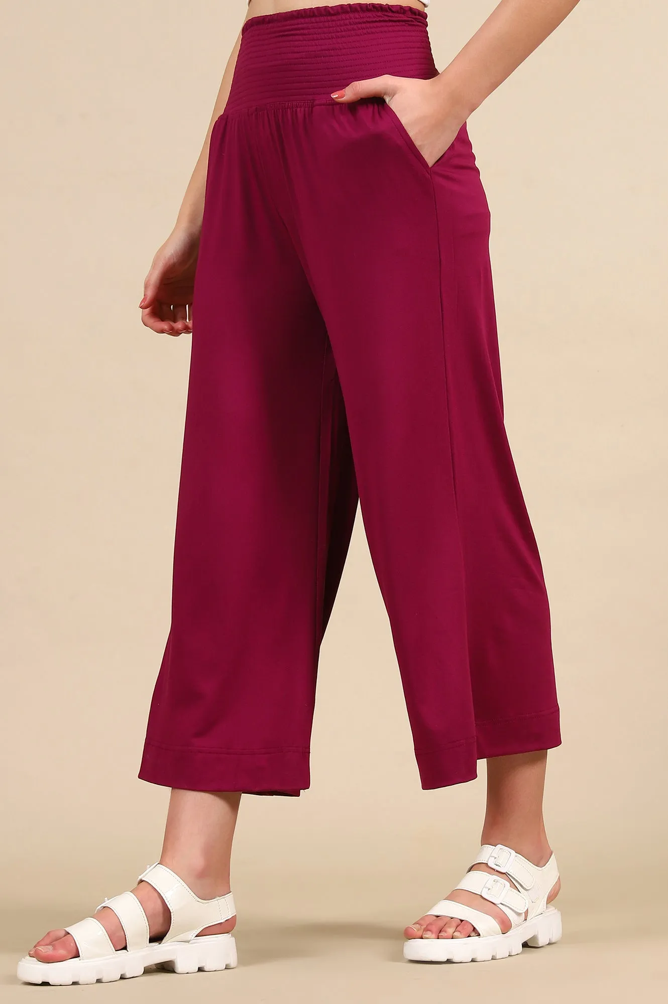 Deep Purple Smoked High Waisted Flared Pants