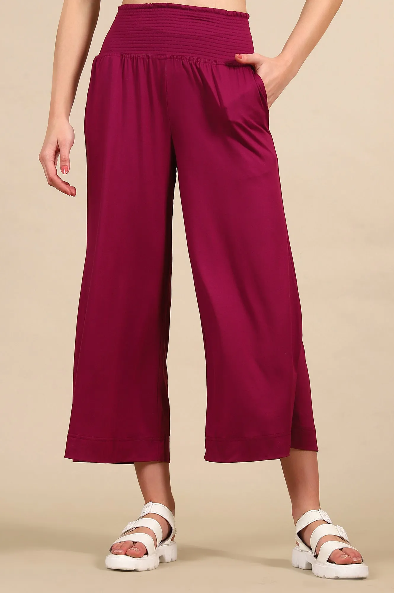 Deep Purple Smoked High Waisted Flared Pants