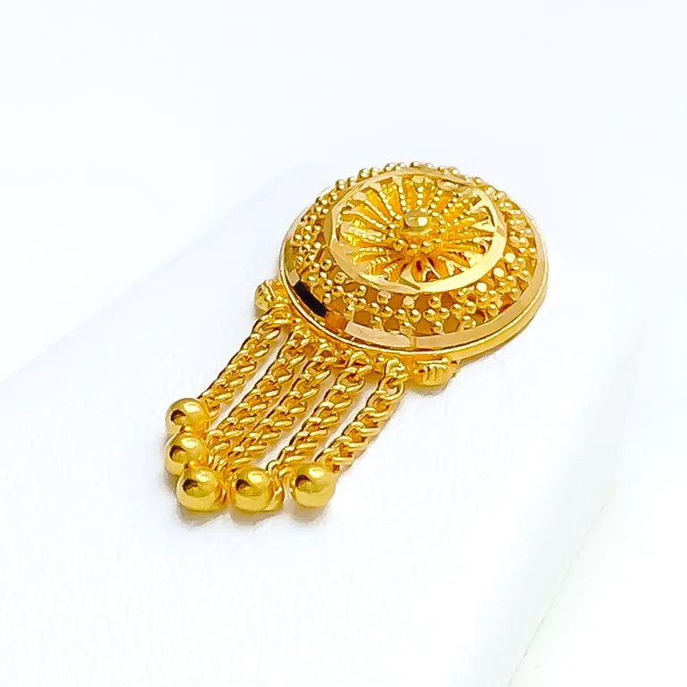 Delightful Detailed Floral 22k Gold Pendant Set