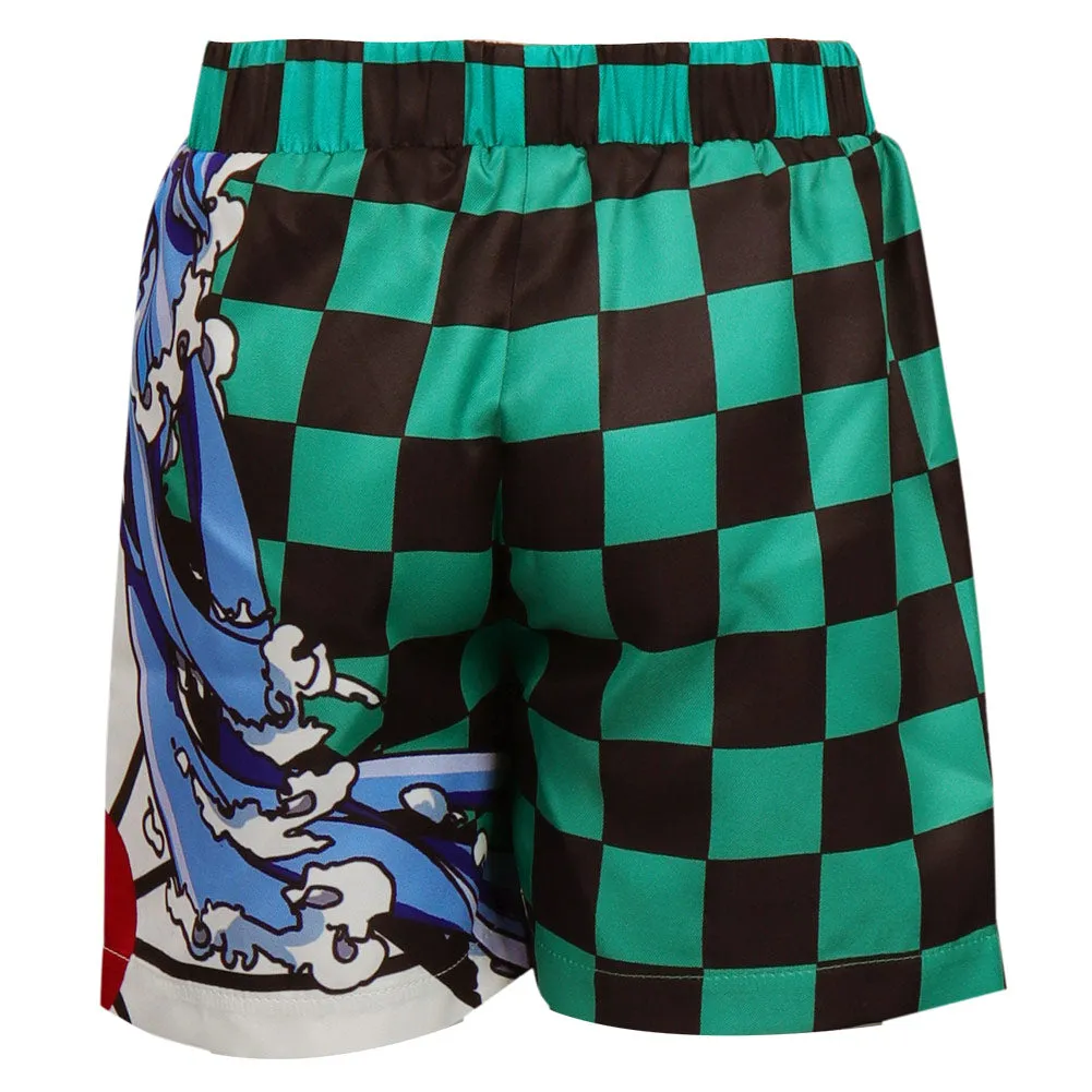 Demon Slayer Kamado Tanjirou Cosplay Costume Kids Children Beach Shorts Pants Outfits Halloween Carnival Suit-cossky®