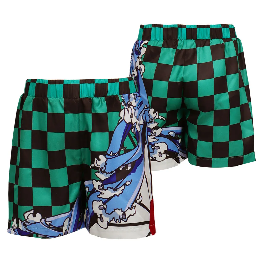 Demon Slayer Kamado Tanjirou Cosplay Costume Kids Children Beach Shorts Pants Outfits Halloween Carnival Suit-cossky®