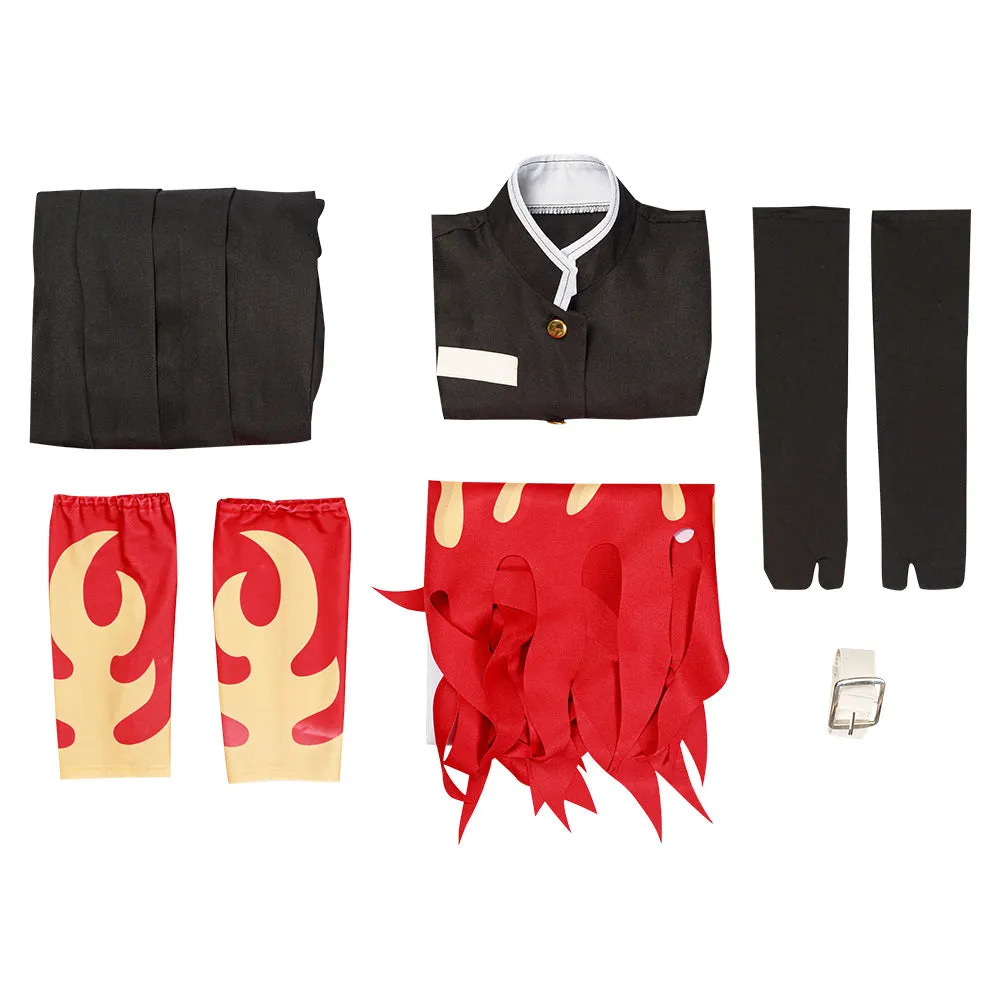 Demon Slayer: Kimetsu no Yaiba Halloween Carnival Suit Rengoku Kyoujurou Cosplay Costume Kids Children Coat Pants Cloak Outfits