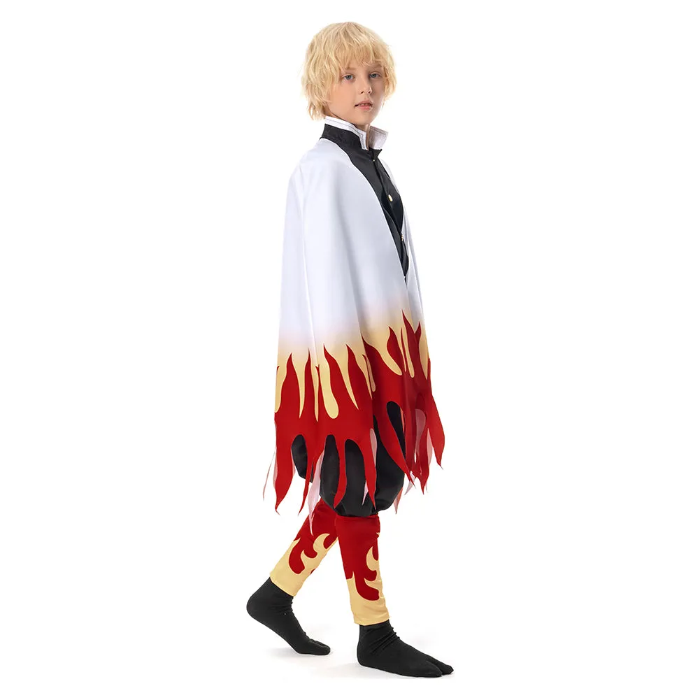 Demon Slayer: Kimetsu no Yaiba Halloween Carnival Suit Rengoku Kyoujurou Cosplay Costume Kids Children Coat Pants Cloak Outfits
