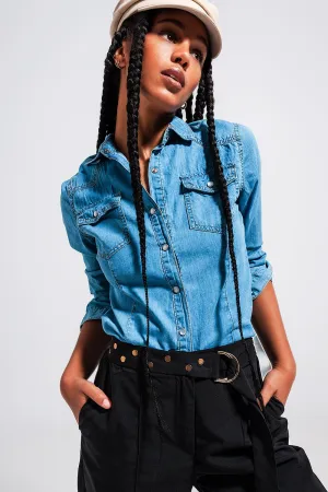 Denim shirt in mid blue