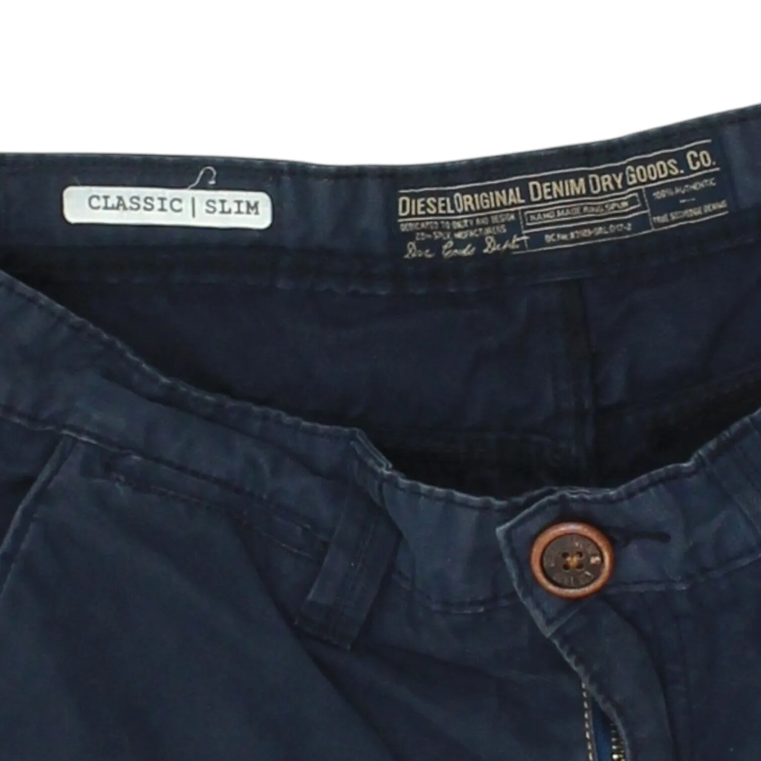 Diesel Mens Chino Trousers | Vintage Navy Classic Slim Designer Slacks Pants