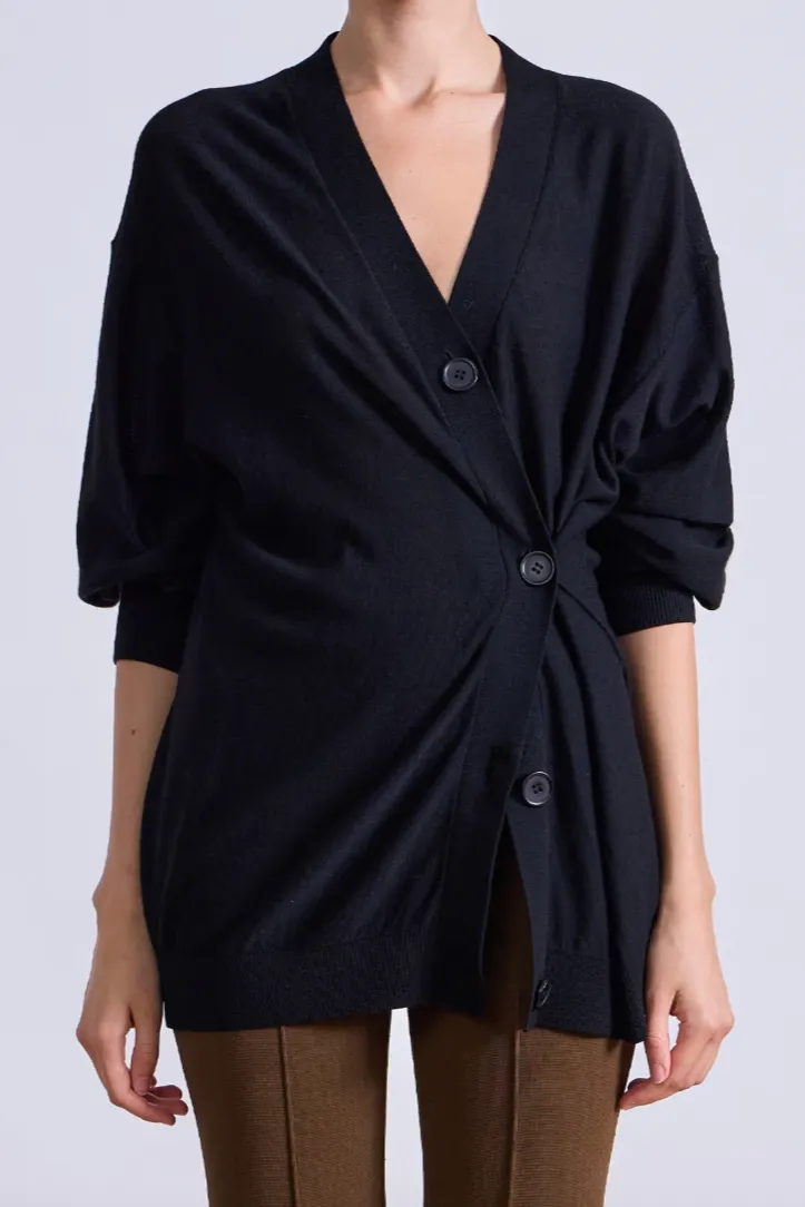 Drippy Tissue Cardigan, Black