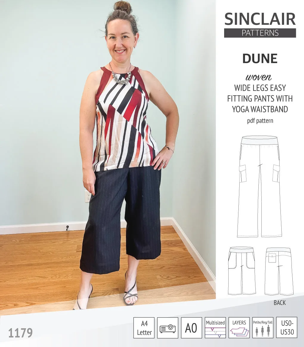 Dune wide leg woven pants with yoga waistband (PDF)