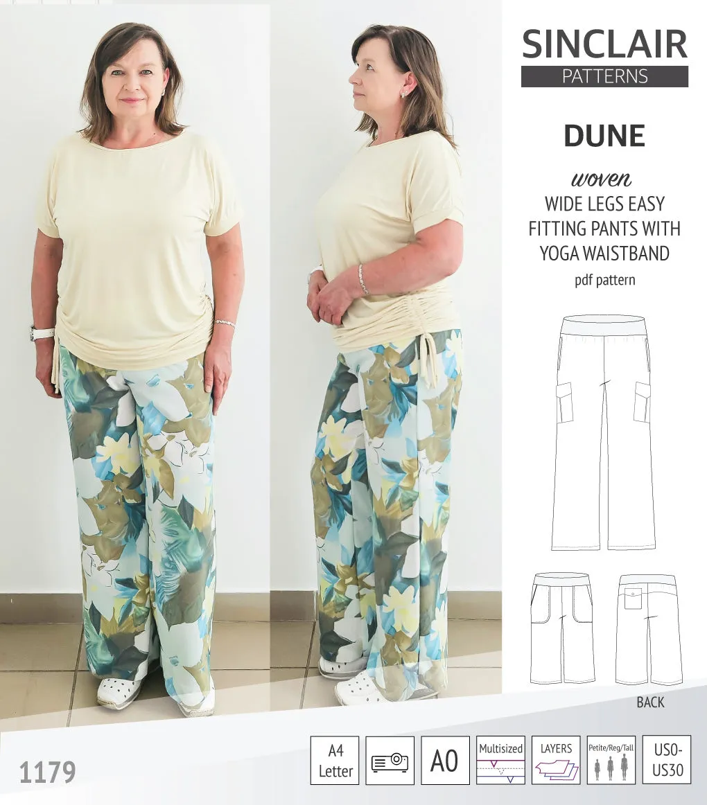 Dune wide leg woven pants with yoga waistband (PDF)