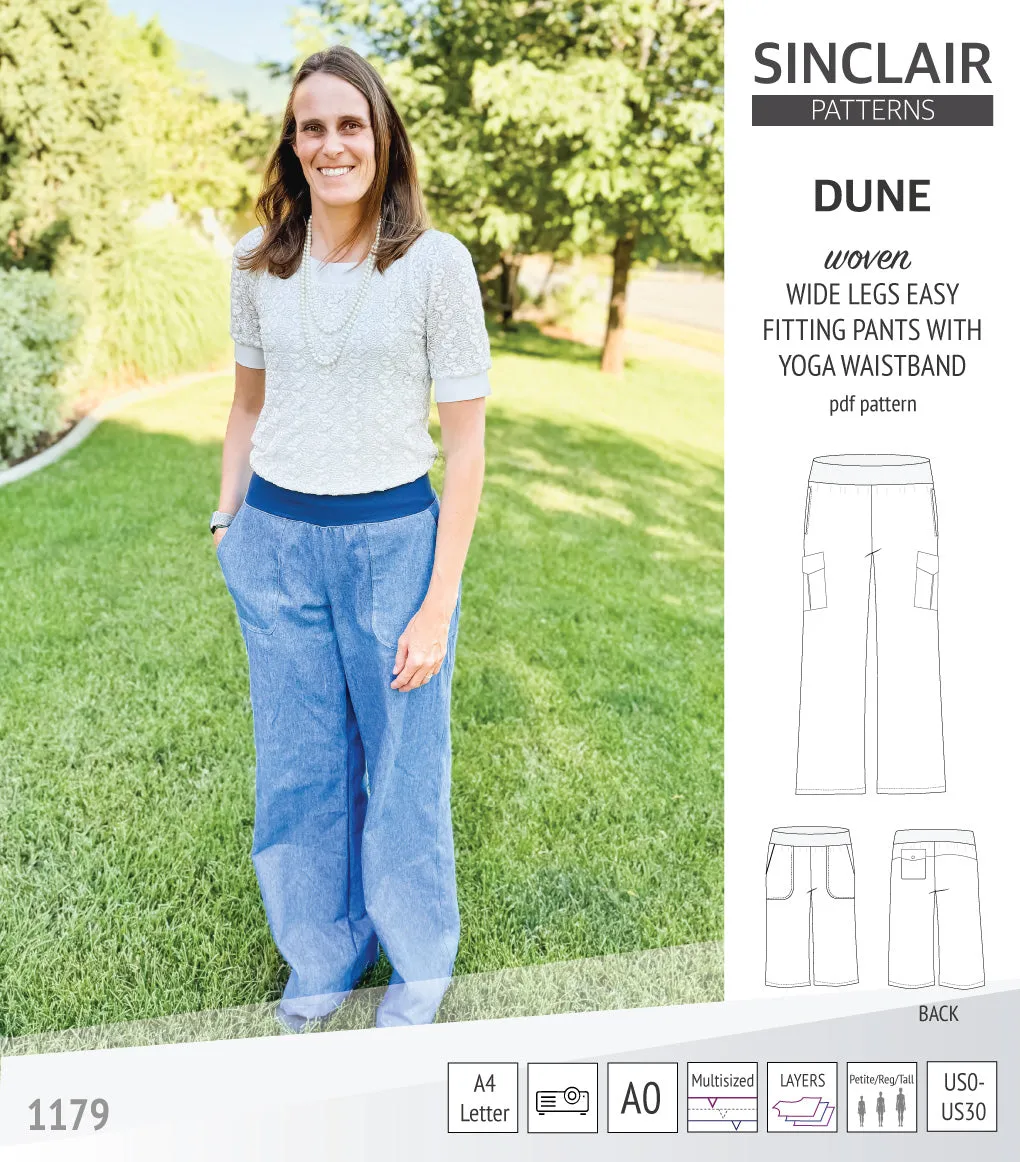 Dune wide leg woven pants with yoga waistband (PDF)