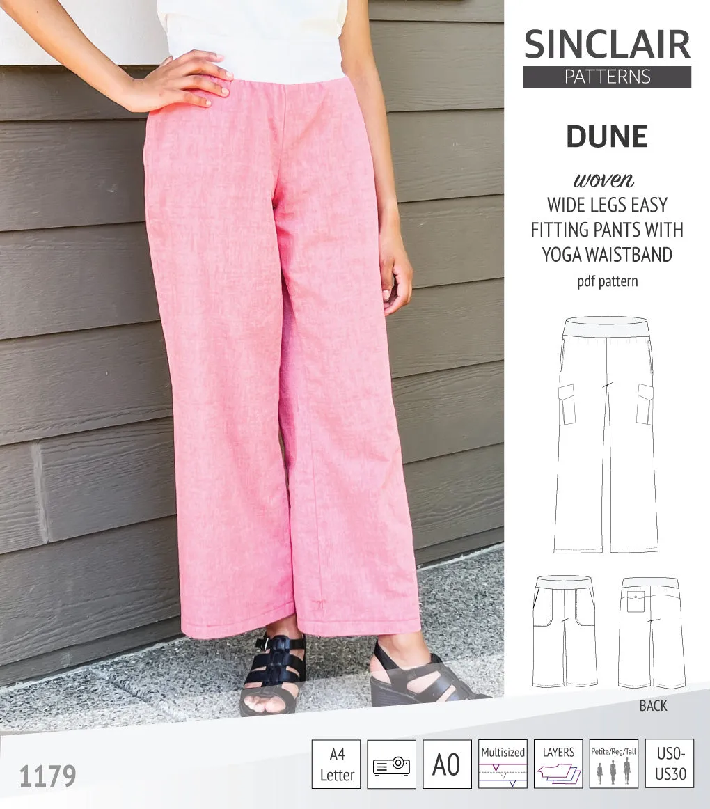 Dune wide leg woven pants with yoga waistband (PDF)