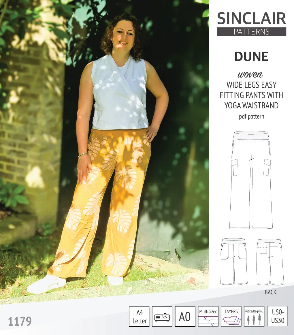 Dune wide leg woven pants with yoga waistband (PDF)