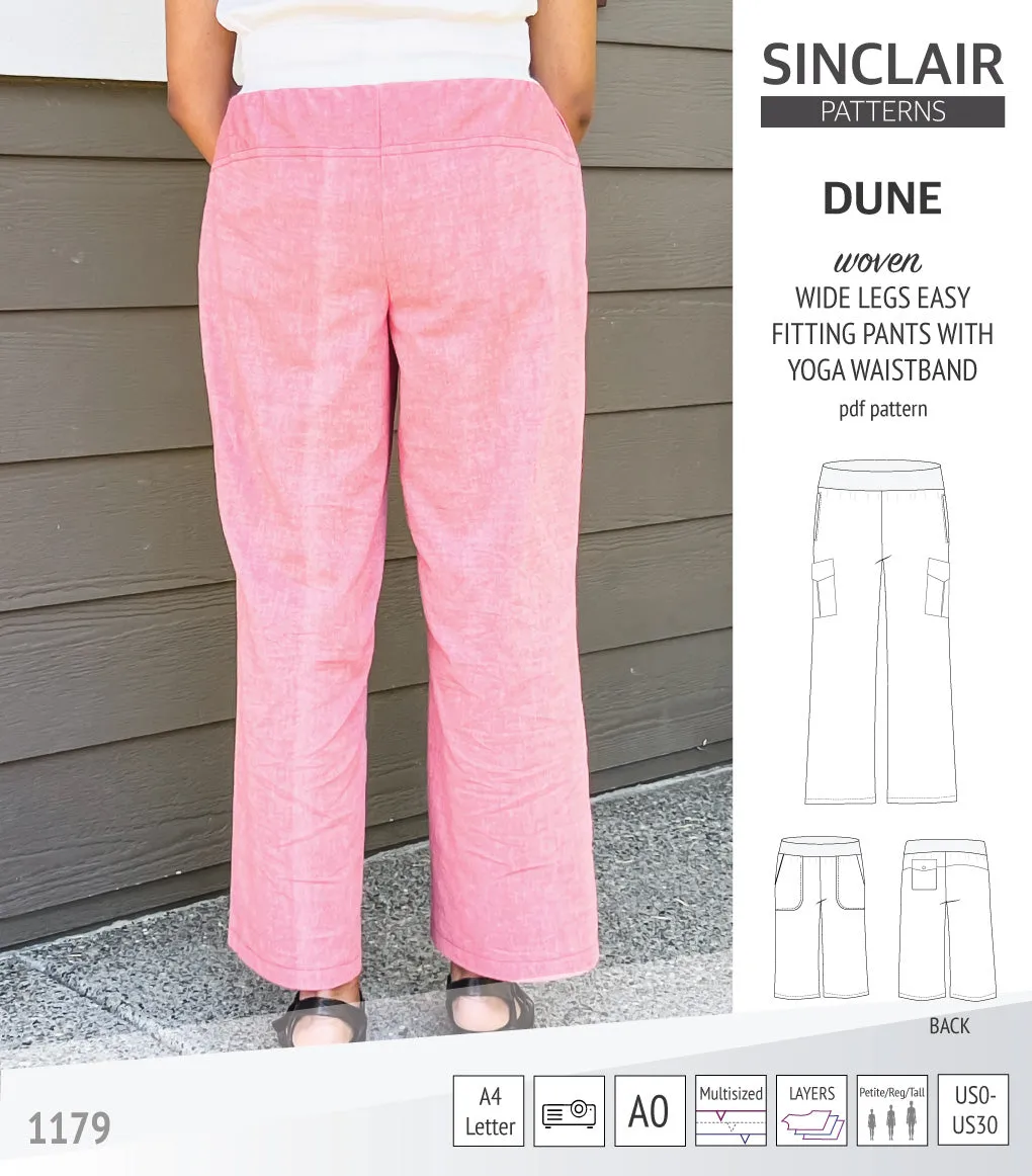 Dune wide leg woven pants with yoga waistband (PDF)