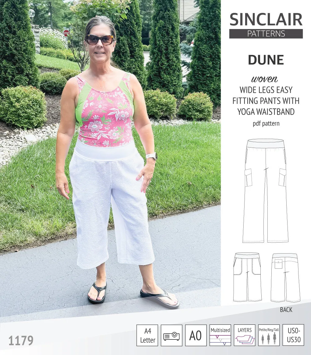 Dune wide leg woven pants with yoga waistband (PDF)