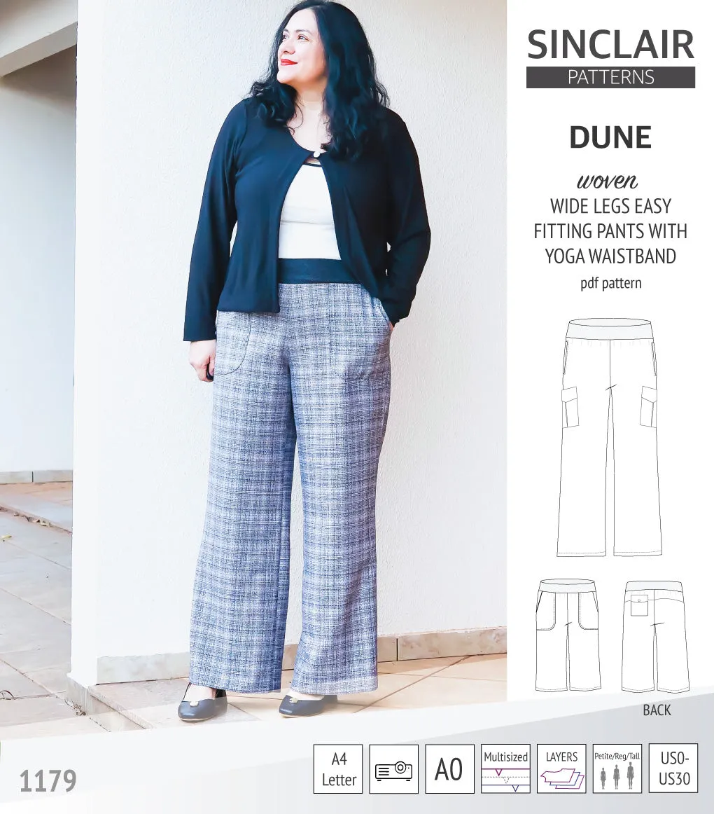 Dune wide leg woven pants with yoga waistband (PDF)