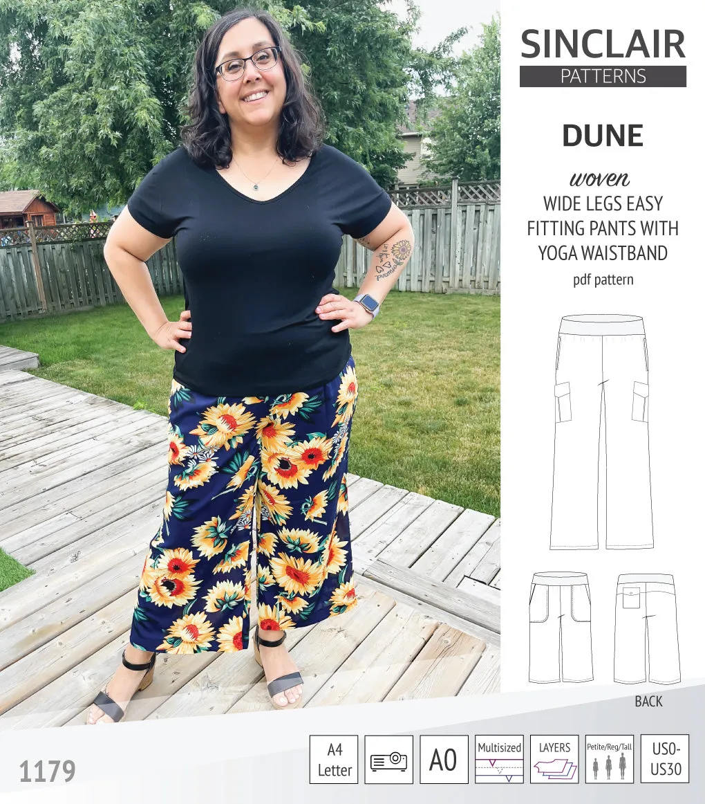 Dune wide leg woven pants with yoga waistband (PDF)