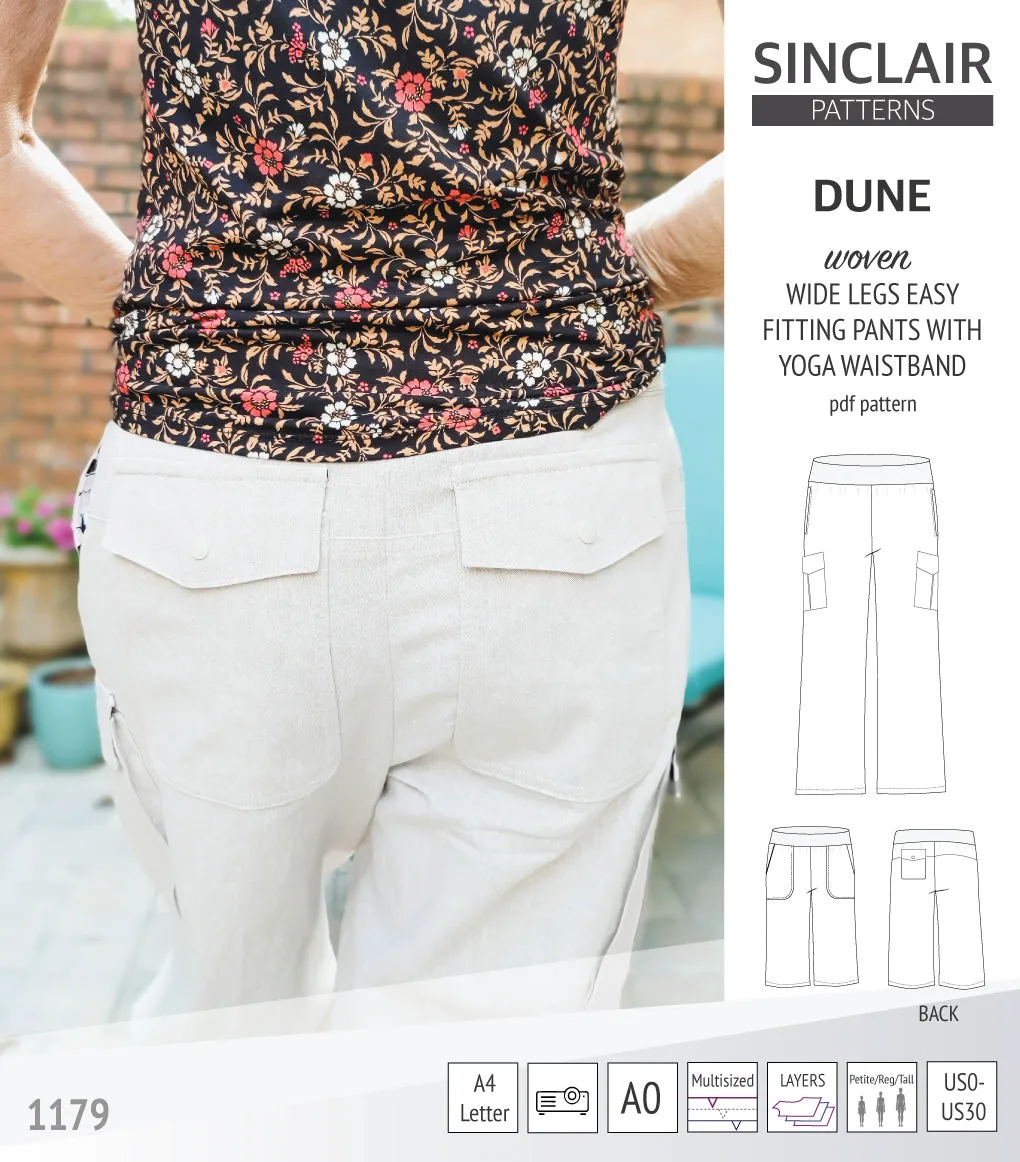 Dune wide leg woven pants with yoga waistband (PDF)