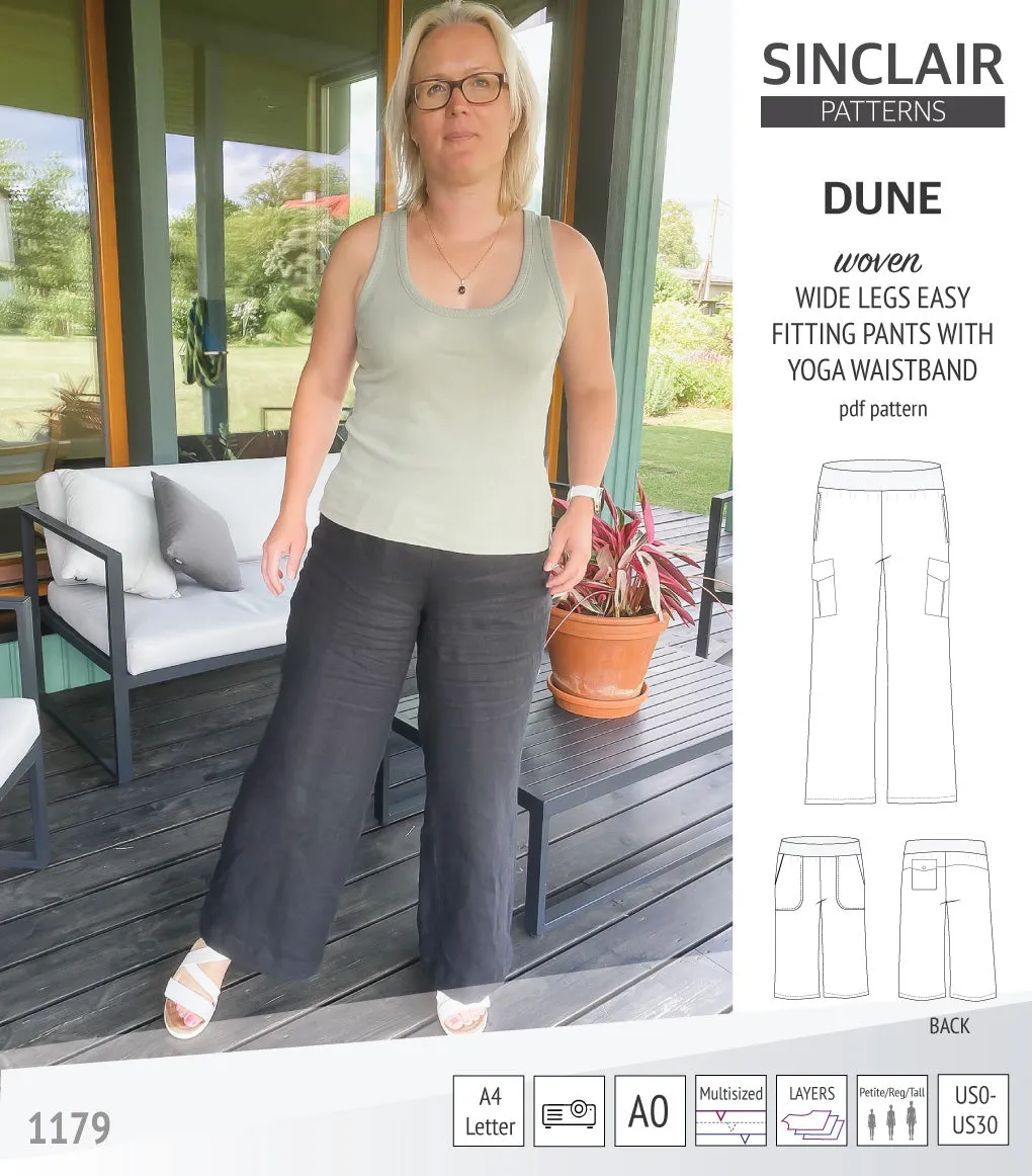 Dune wide leg woven pants with yoga waistband (PDF)