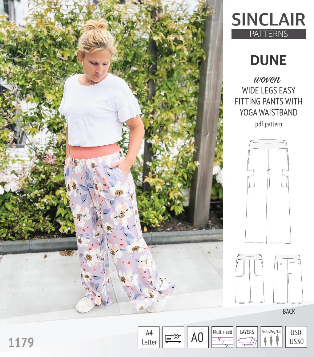 Dune wide leg woven pants with yoga waistband (PDF)