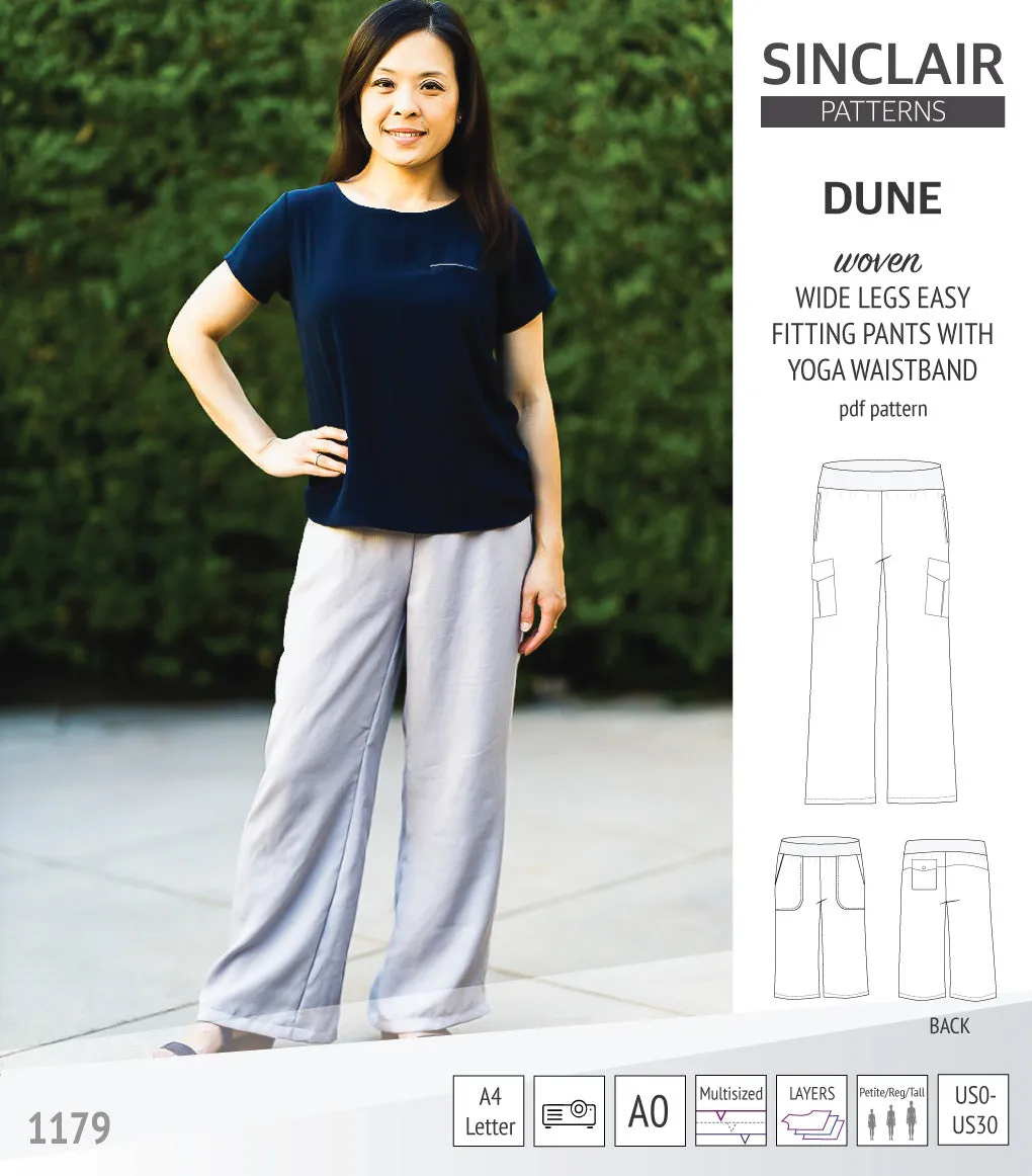 Dune wide leg woven pants with yoga waistband (PDF)