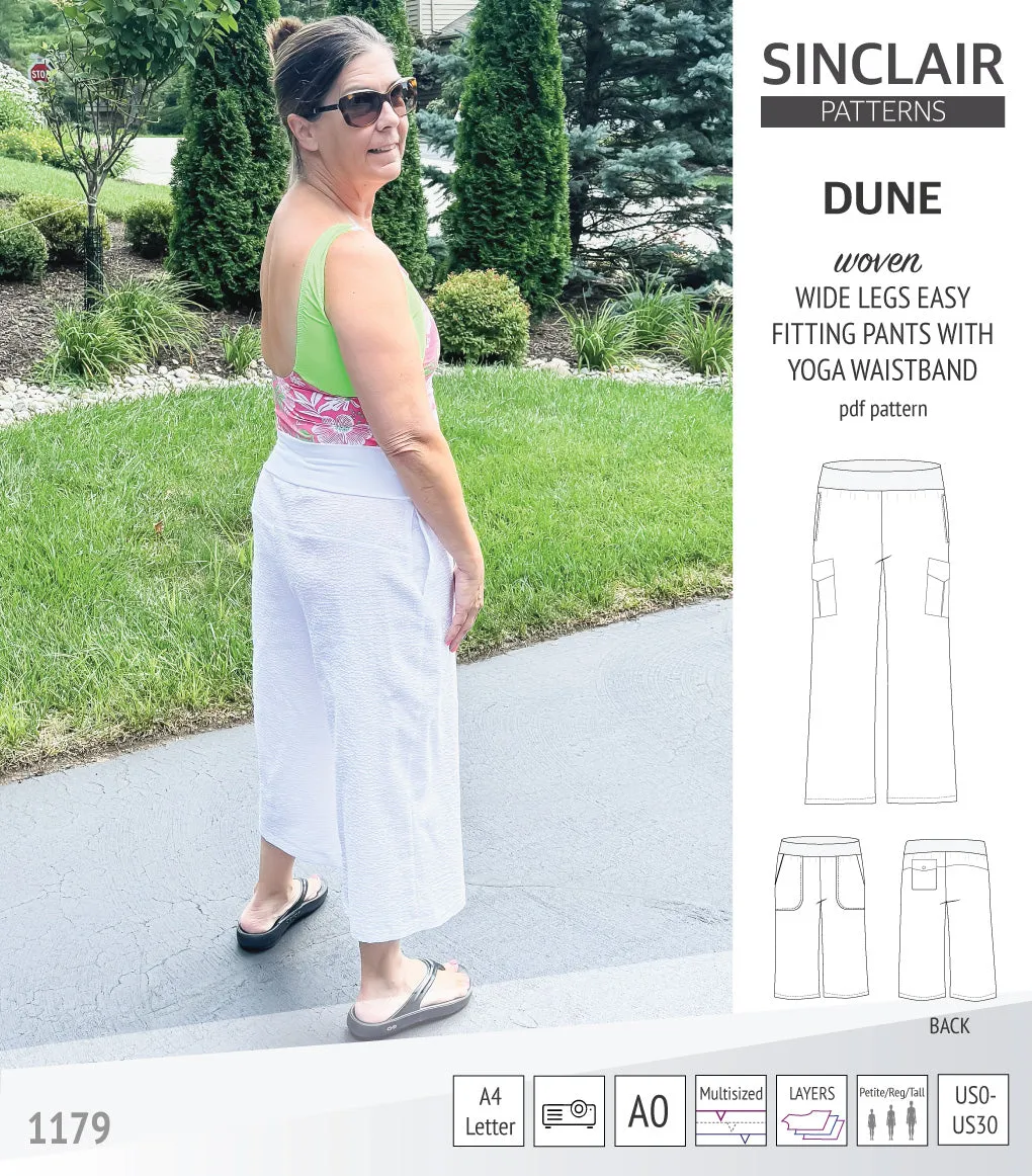 Dune wide leg woven pants with yoga waistband (PDF)