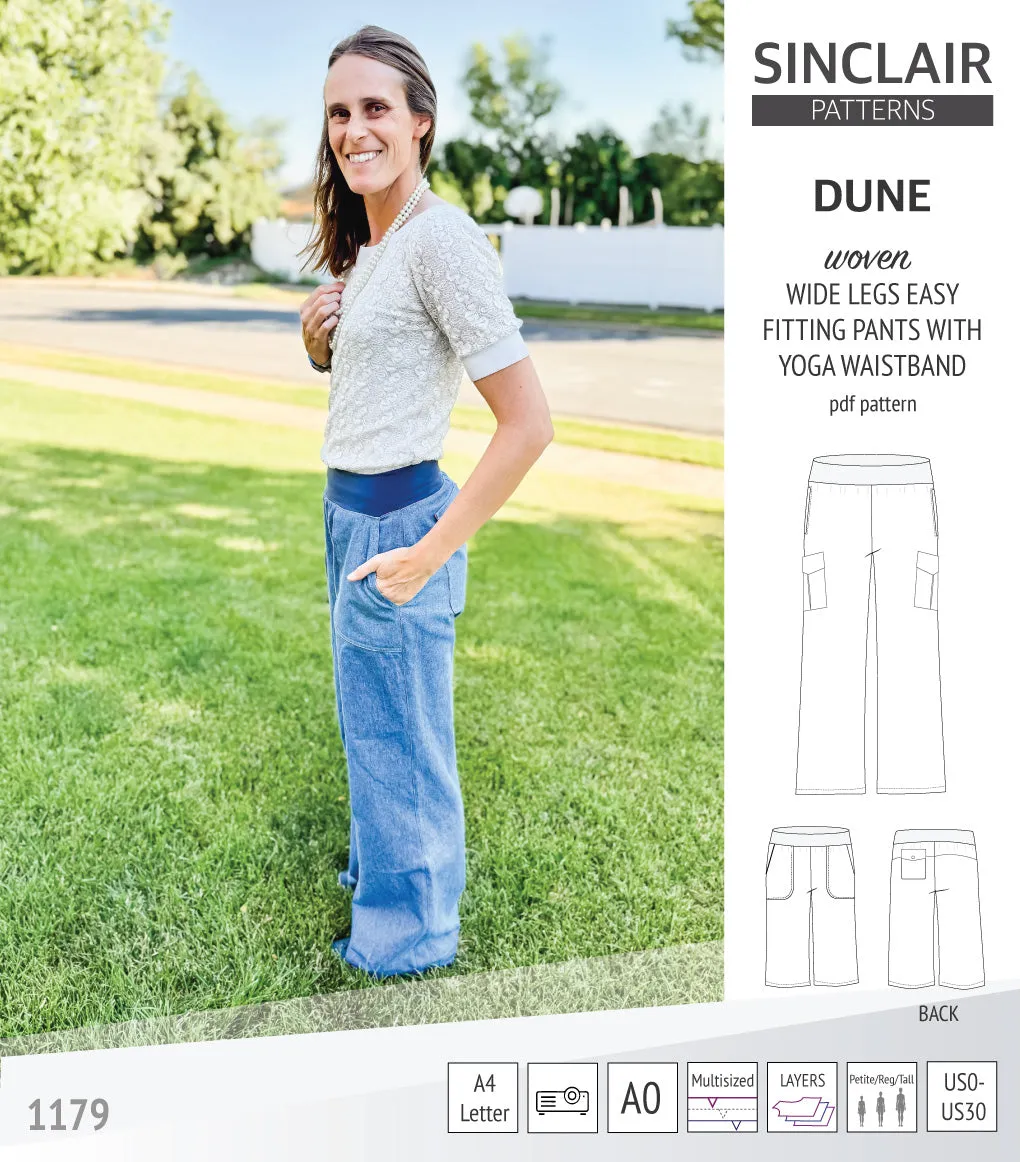 Dune wide leg woven pants with yoga waistband (PDF)