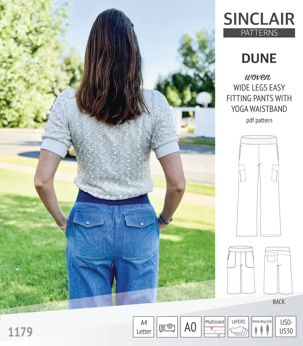 Dune wide leg woven pants with yoga waistband (PDF)