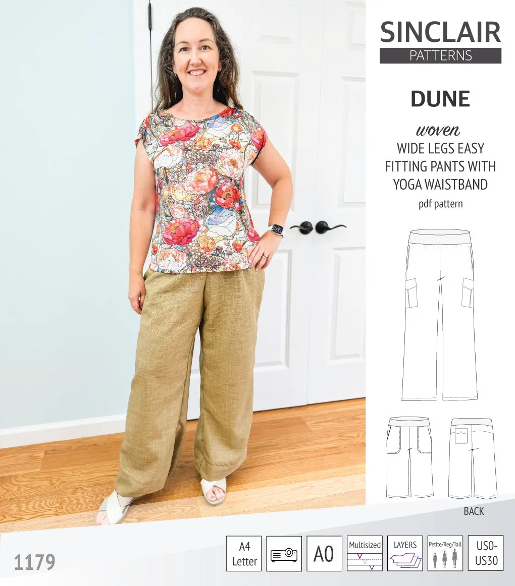 Dune wide leg woven pants with yoga waistband (PDF)