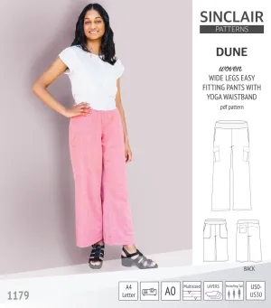 Dune wide leg woven pants with yoga waistband (PDF)