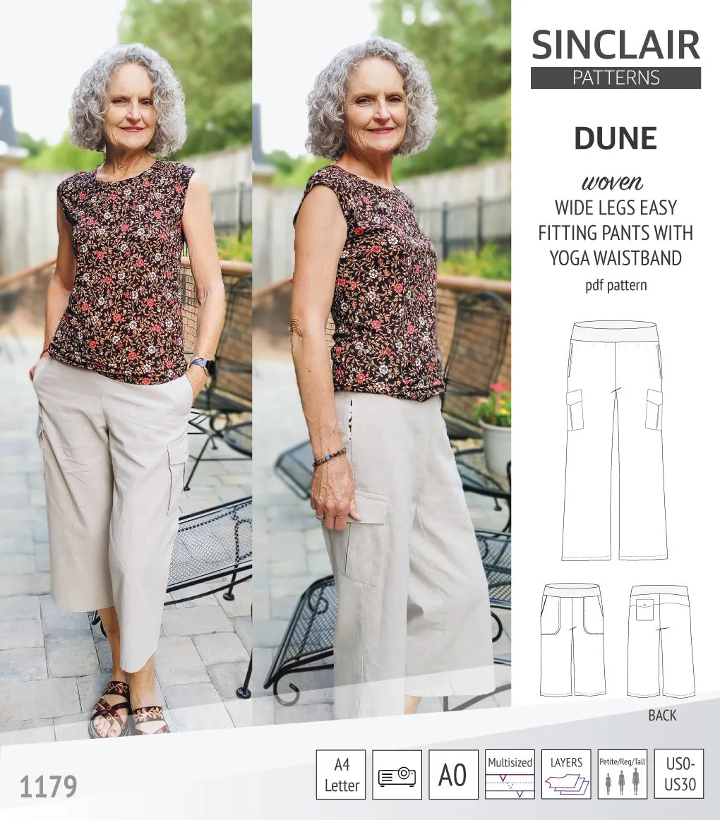 Dune wide leg woven pants with yoga waistband (PDF)