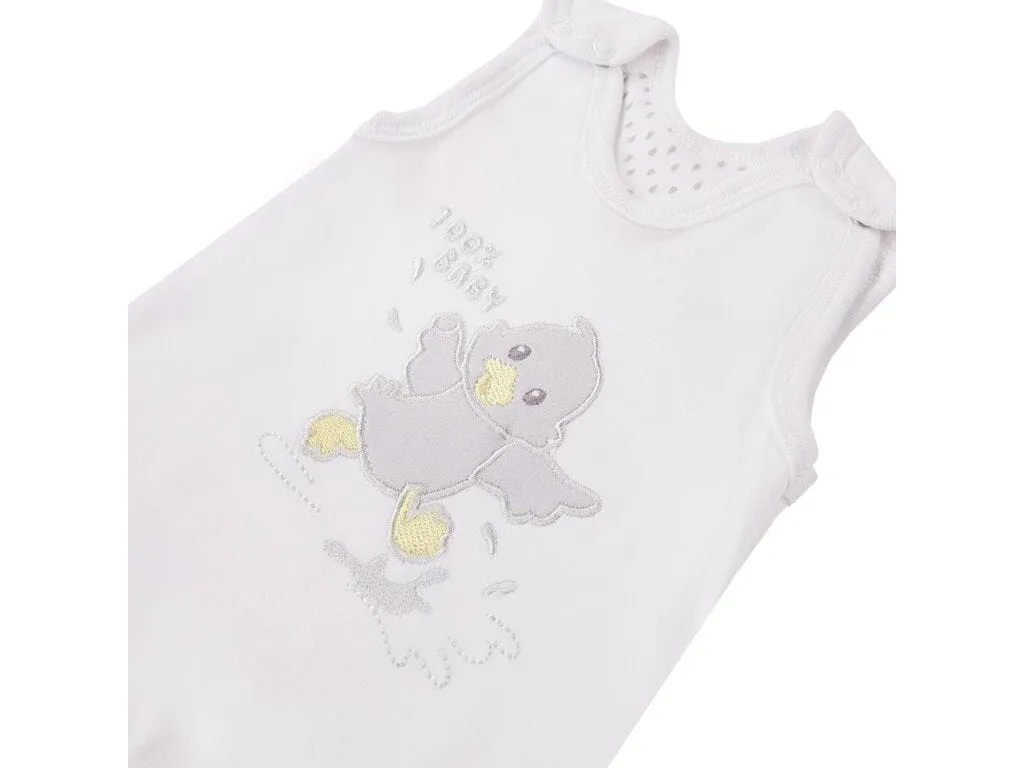 Early Baby Top & Chick Footed Dungarees Set - White