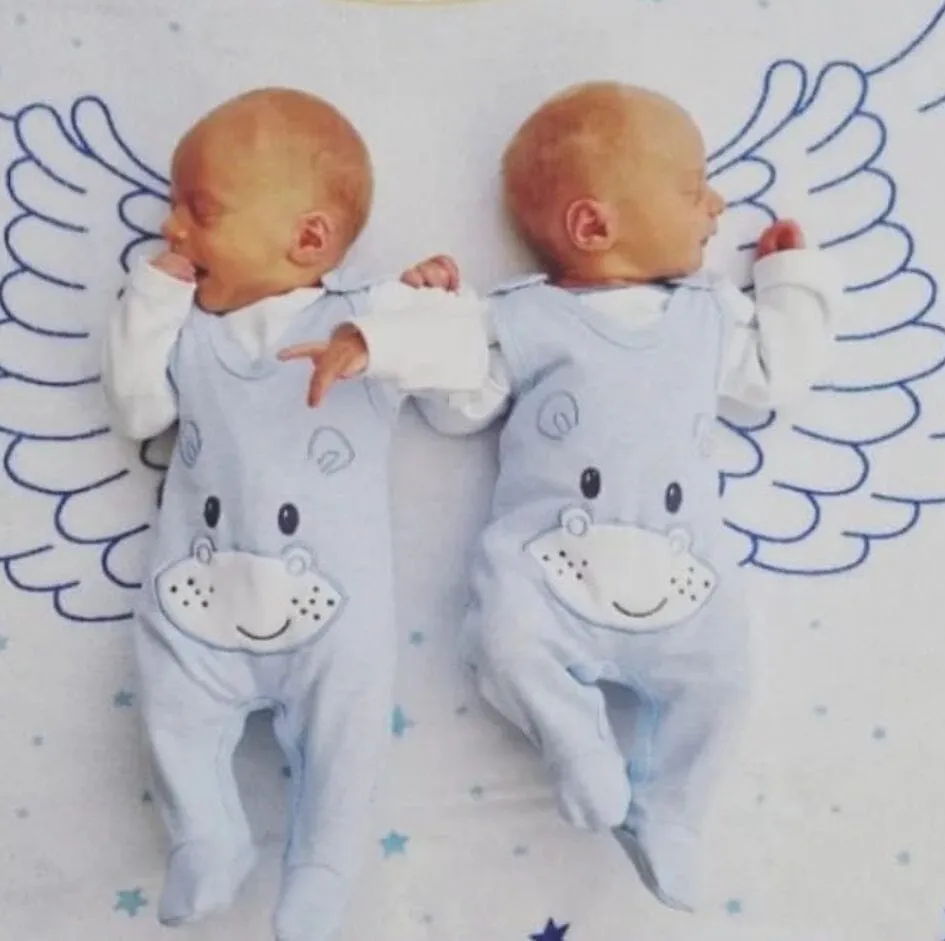Early Baby Top & Hippo Footed Dungarees Set - Blue