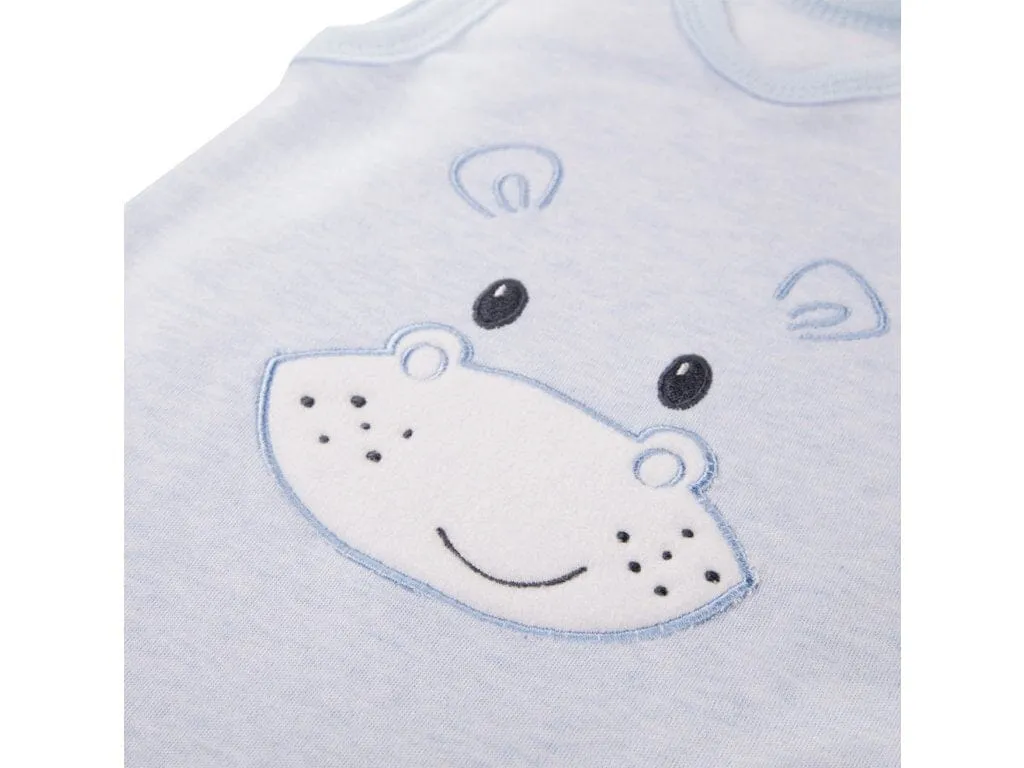 Early Baby Top & Hippo Footed Dungarees Set - Blue