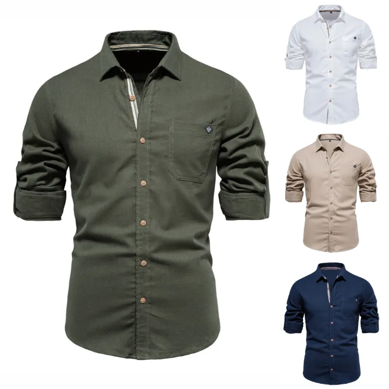 Elegant Slim Fit Men's Single-Button Shirt