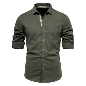 Elegant Slim Fit Men's Single-Button Shirt