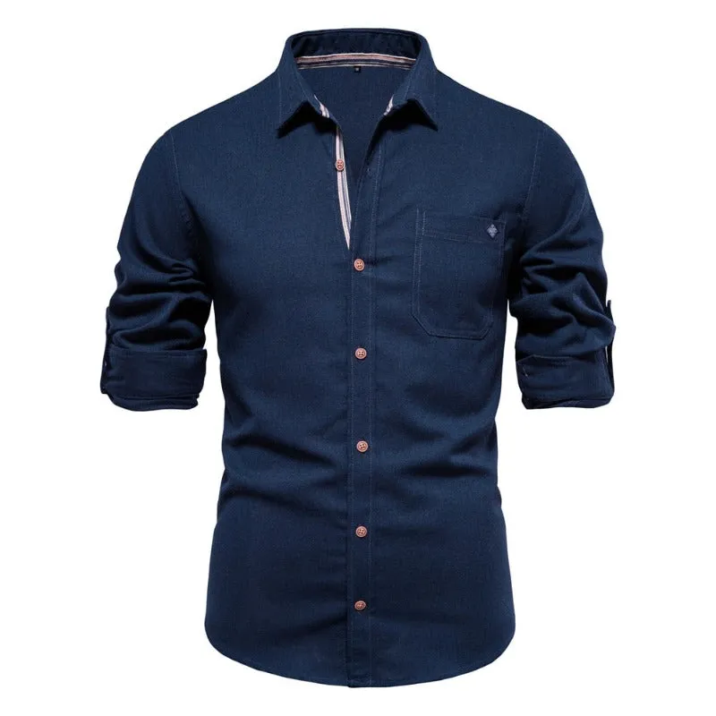 Elegant Slim Fit Men's Single-Button Shirt