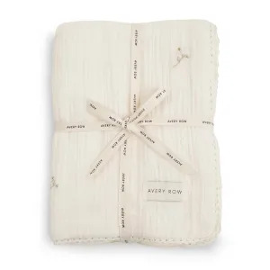Embroidered Muslin Blanket (Wild Chamomile)