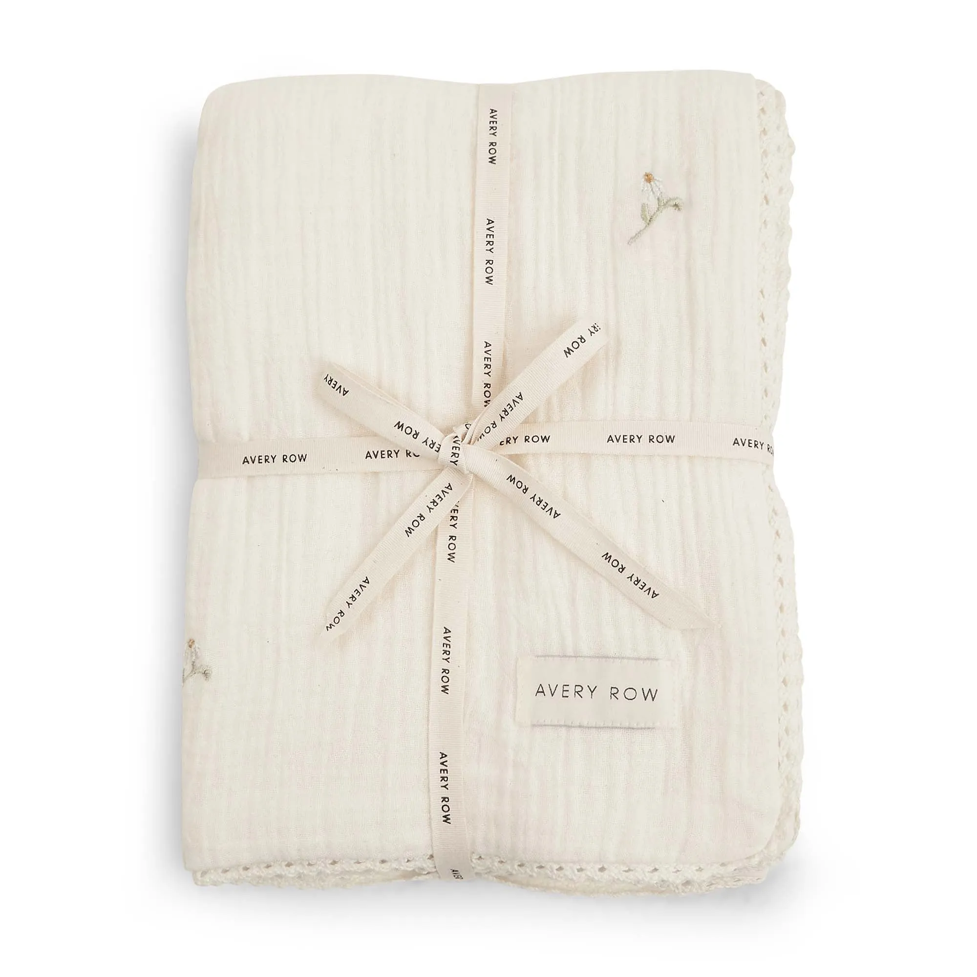 Embroidered Muslin Blanket (Wild Chamomile)