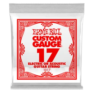 ERNIE BALL .017 SINGLE PLAIN STEEL ELECTRIC OR ACOUSTIC GUITAR STRING