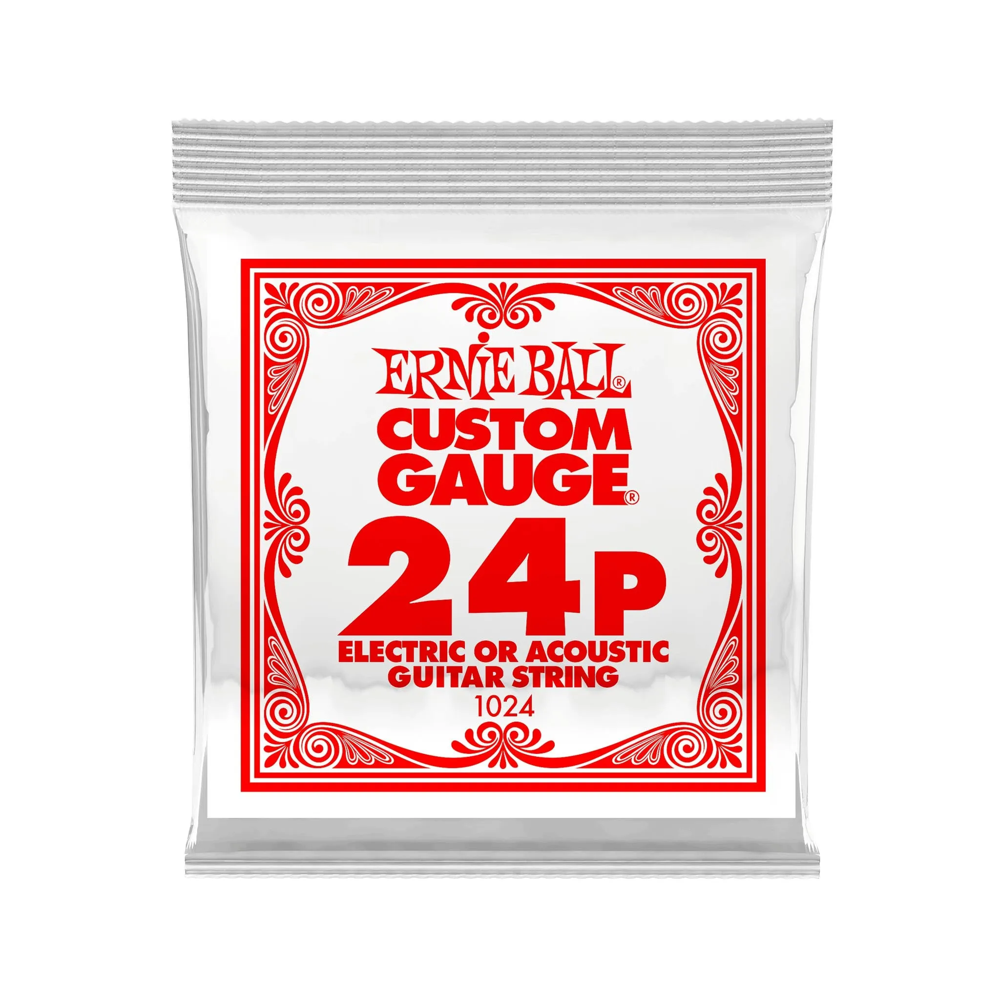 Ernie Ball .024 Plain Steel Electric or Acoustic Guitar Single String