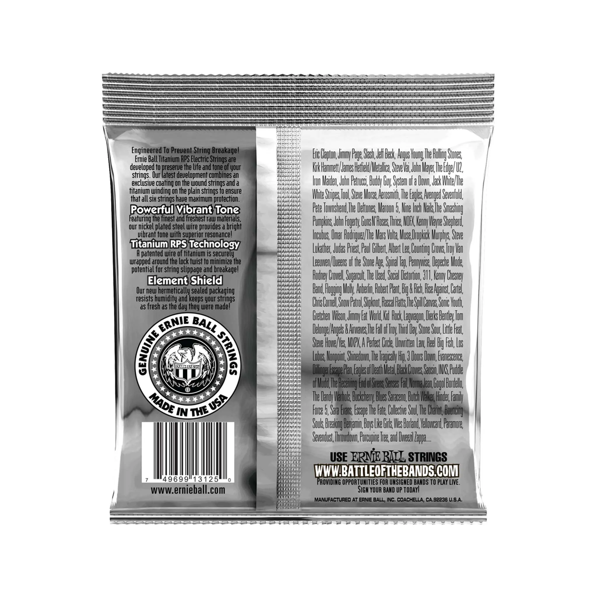 Ernie Ball Extra Slinky Titanium RPS Coated Electric Guitar Strings, 8-38