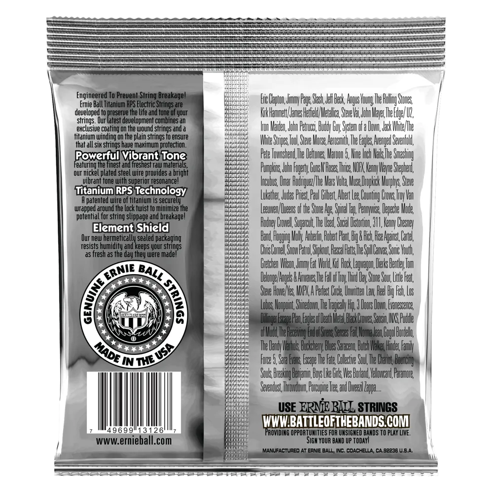 Ernie Ball Not Even Slinky Coated Titanium RPS Electric Guitar Strings 12-56 Gauge