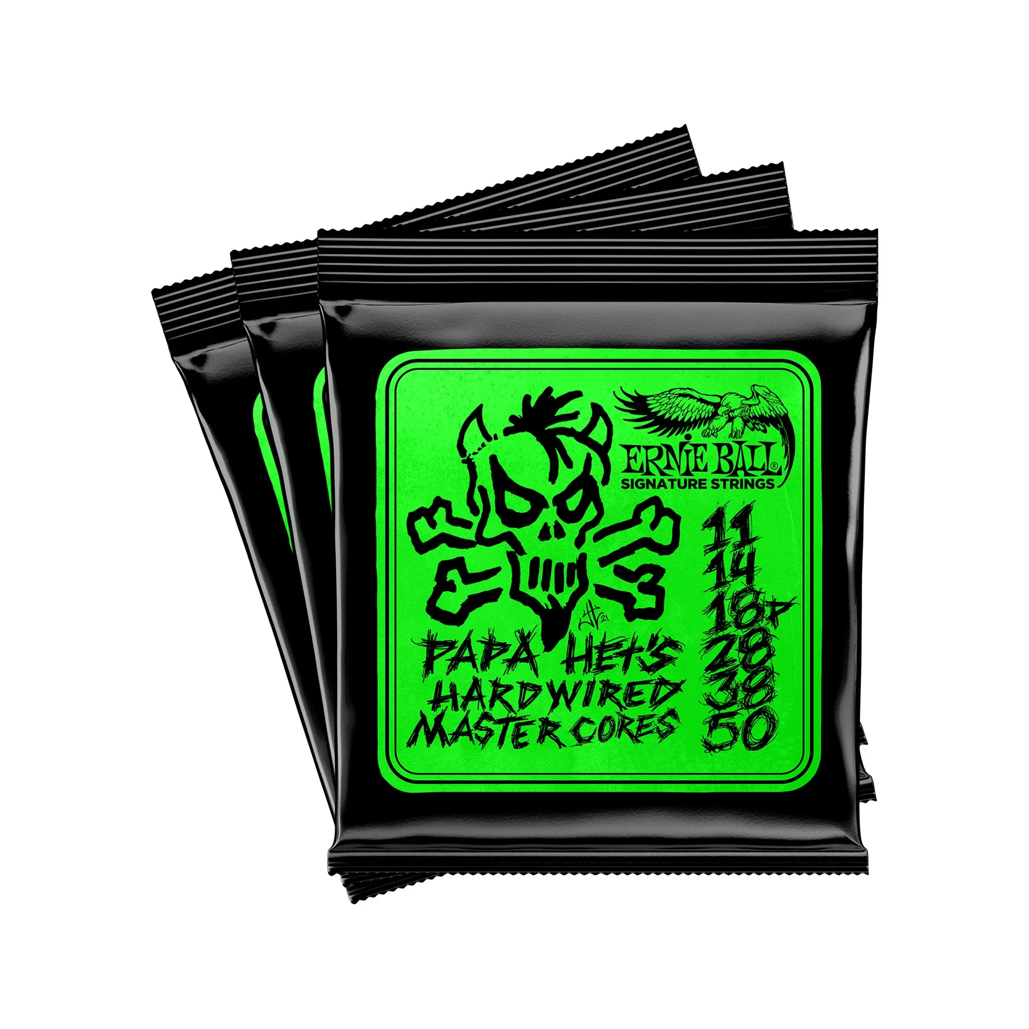 Ernie Ball P03821 Papa Hets Hardwired Master Core Signature Electric Guitar Strings, 11-50, 3-Pack