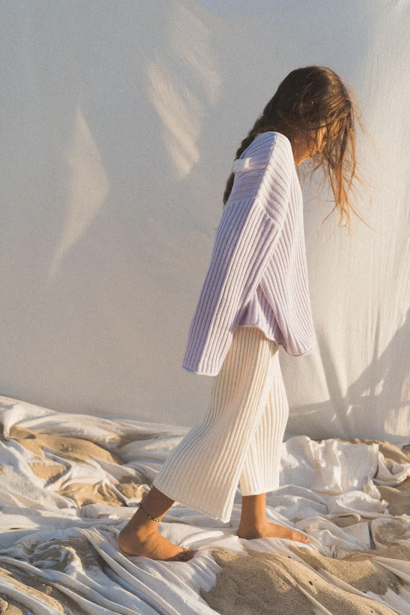 Essential Ribbed Knit Pants - Vanilla
