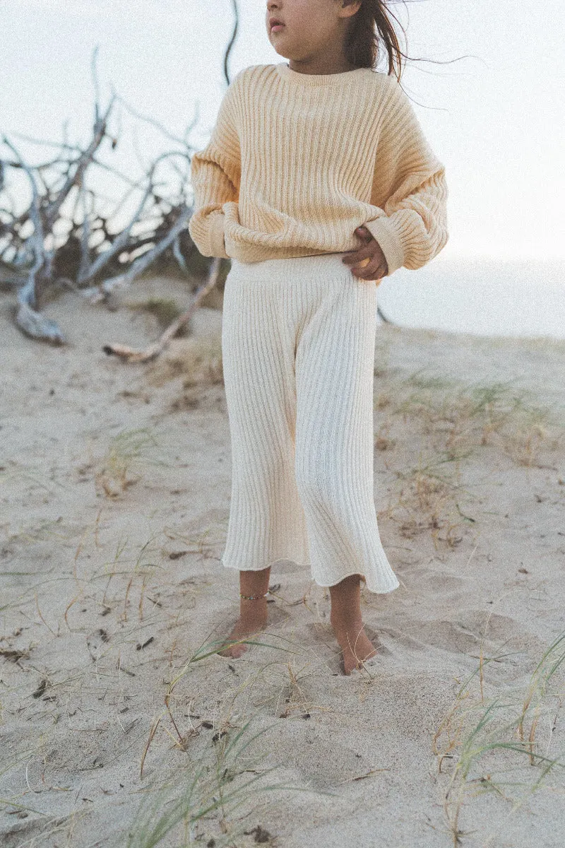 Essential Ribbed Knit Pants - Vanilla