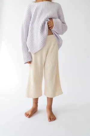 Essential Ribbed Knit Pants - Vanilla