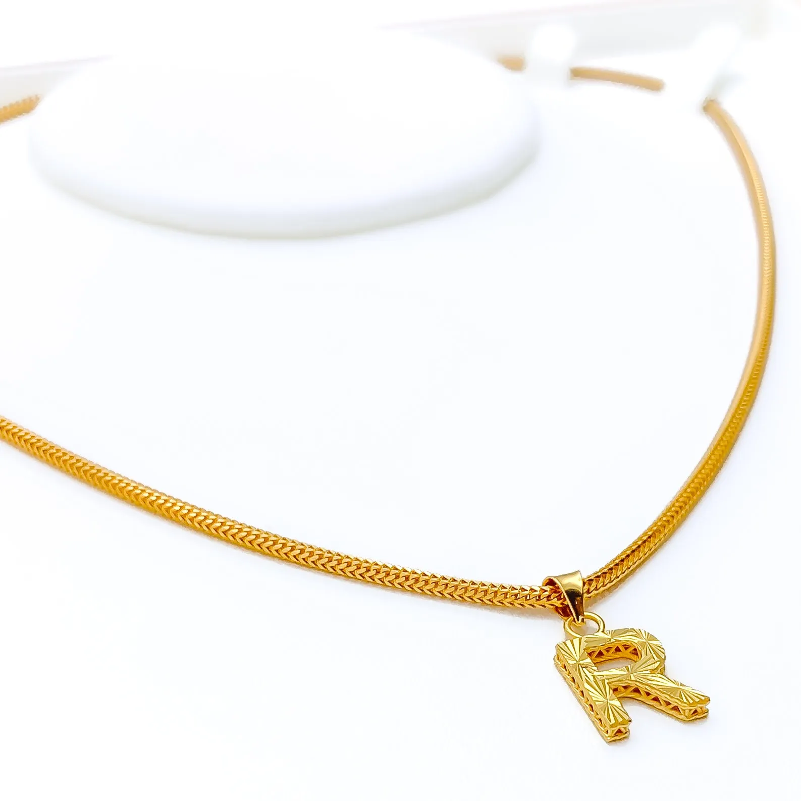 Ethereal Etched  22k Gold Letter Pendant
