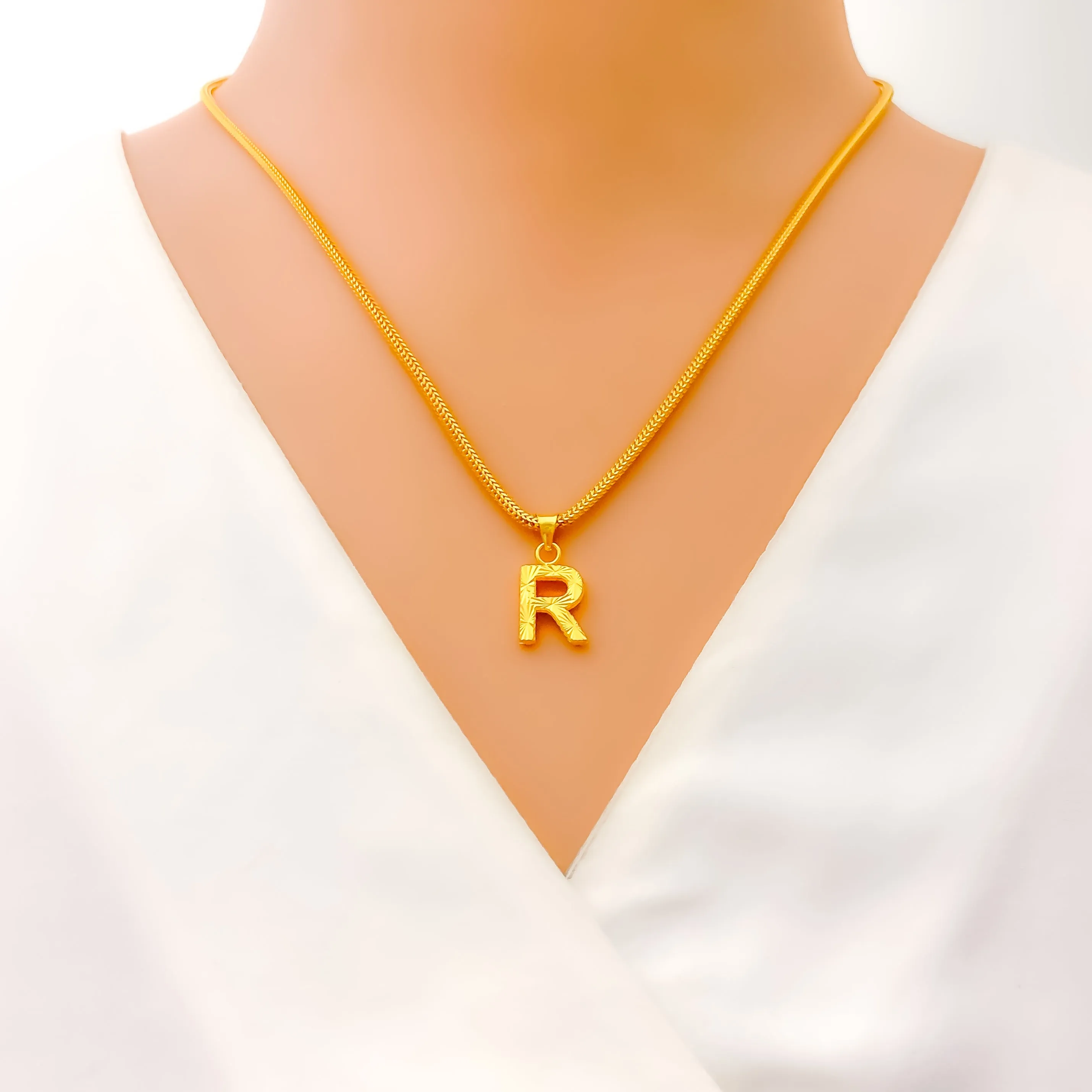 Ethereal Etched  22k Gold Letter Pendant